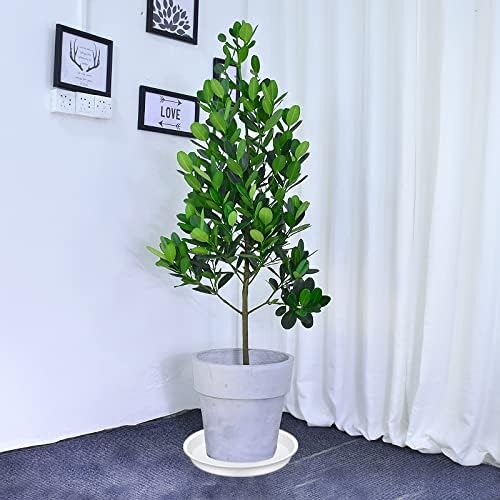 4 Pack of 14 inch Plant Saucers, Plant Saucer 14" Round, Plastic Plant Tray for Flower Pots, White Planters for Indoor Plants, Plant Trays for Planter 12-15" (14", Creamy White)