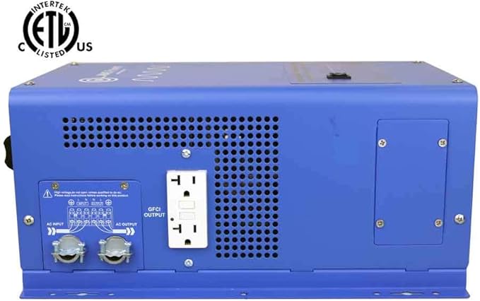 AIMS Power 2000 Watt 12 VDC Pure Sine Inverter Charger 120 VAC Output 70A Charger 30A Transfer Switch ETL Cert to UL458 Standards PICOGLF20W12V120V