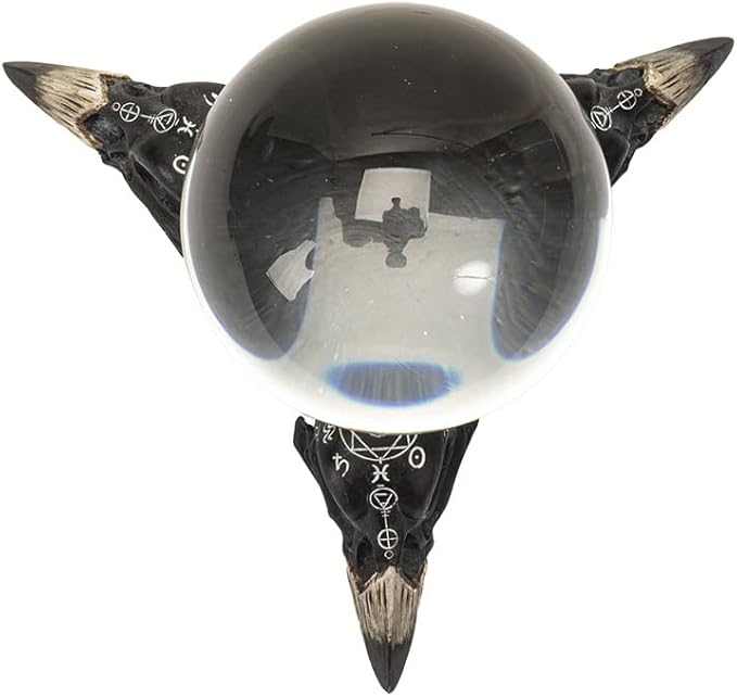 Pacific Giftware Raven Skulls and Crystal Ball Figurine, 5.5-inch Length, Cold Cast Resin, Table Decoration