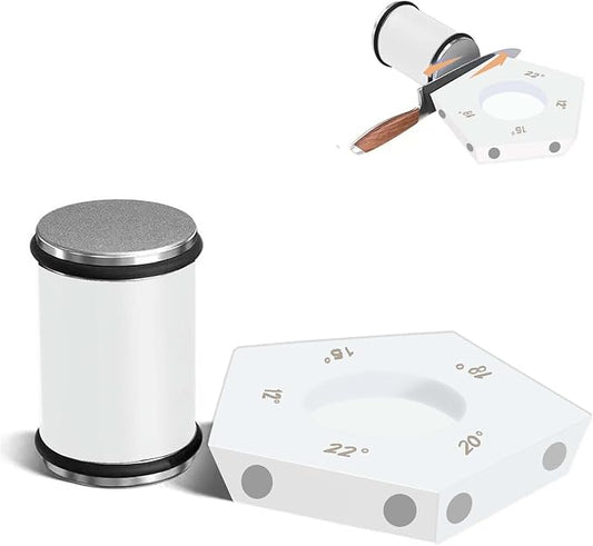 White Rolling Knife Sharpener, Professional Rolling Knife Sharpener Kit with 5 Magnetic Angle Offer 12/15/18/20/22° for Kitchen Knives (SET-A)