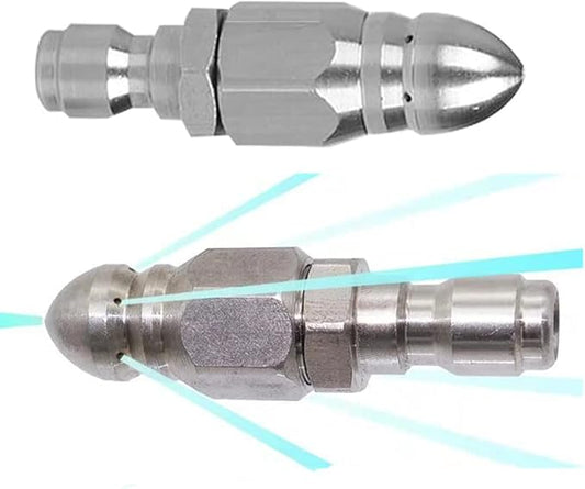 (2 Sets) Pressure Washer Sewer Jetter Nozzle with Stainless Steel, Mini Compact Durable Sewer Jet Nozzle,Pressure Drain Jetter Hose Nozzle,1/4'' Quickly Connector, 5000 PSI