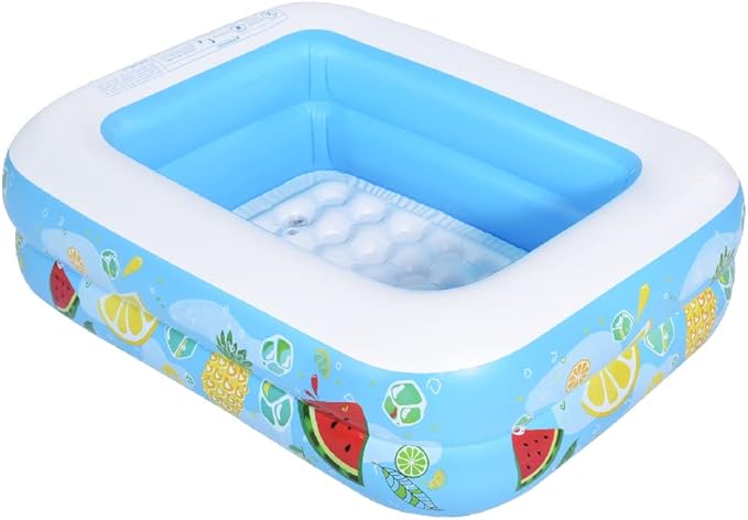 Kiddie Pool, 47"×35"×13" Inflatable Pool with Inflatable Soft Floor, Cool Summer Swimming Pool for Kids and Family, Blow Up Pool for Backyard, Garden, Indoor, or Outdoor
