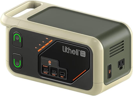 Litheli Portable Power Station 300SE, 255Wh with 100W USB-C Input/Output, 110V Pure Sine Wave AC Outlet, Solar Generator for Camping, Travel, Outdoors, Emergency, LED Display