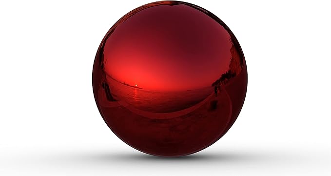 Lulu Decor, Red Stainless Steel Gazing Mirror Ball Size 16, Smooth Reflective Shiny Garden Decoration Globe