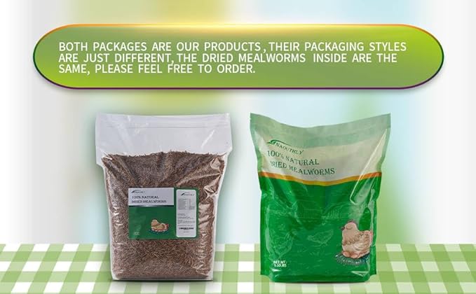 Bulk Dried Mealworms 10Lb Bag -Premium Non-GMO Dried Mealworms for Chicken, Nutritious High Protein - 100% Natural for Laying Hens, Birds, Ducks, Chicken Feed