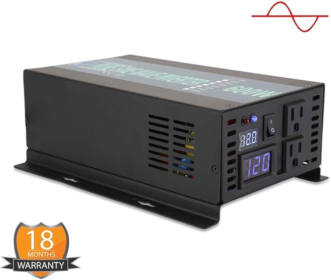 WZRELB 600W 24V 120V Pure Sine Wave Solar Power Inverter with Remote Control Switch