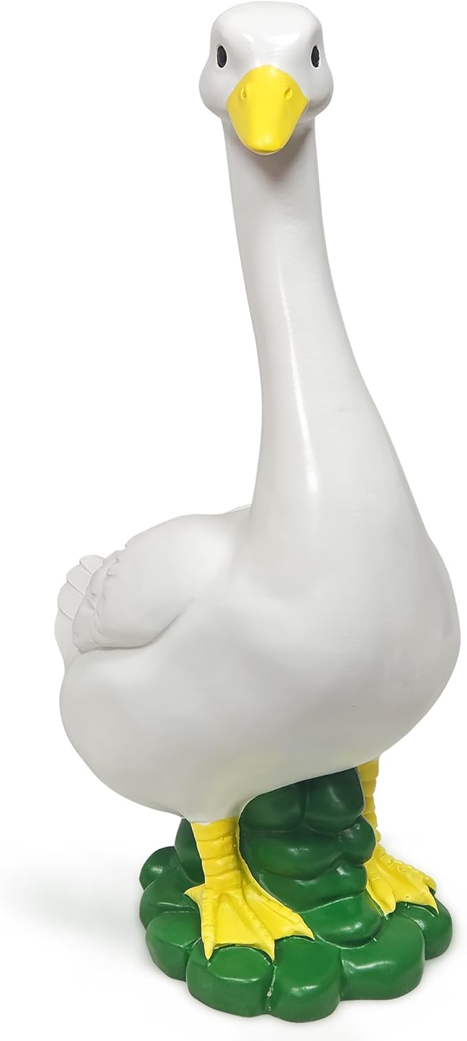 Porch Goose Garden Decor Statues - Large White Yard Goose Statue Resin Duck Sculpture 20"High Lawn Goose Front Porch Goode Home Decorations Housewarming Birthday Gifts for Mom Women (Without Clothes)