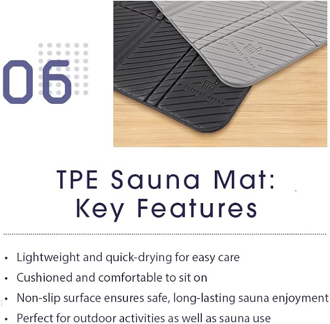 Sauna Mat/Personal Seat Pad – for Sauna, Spa, and Outdoor Use Black