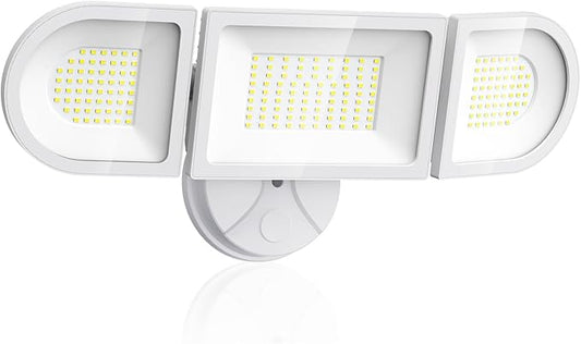 Olafus 130W Flood Lights Outdoor, 13000LM Super Bright LED Flood Light, IP65 Waterprooof Outdoor Flood Light Fixture, 3 Adjustable Heads, 6500K Exterior Security Lights for Yard, Garage, White