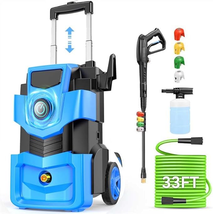 Professional Pressure Cleaner 5000 PSI,4.0 GPM Heavy Duty Power Cleaner with 4 Nozzles,Foam Cannon,33FT Hose and 500ml Soap Bottle for Home/Cars,Blue