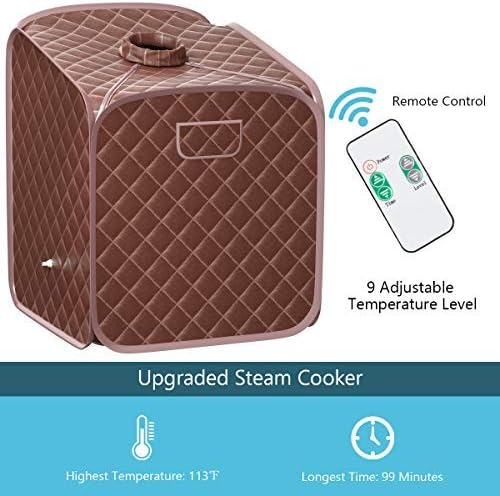 Giantex Portable Steam Sauna Spa 2L Folding Private Sauna Tent W/Chair Foot, Massage Roller, Absorbent Pad,9 Adjustable Temperature Levels for Stress Fatigue 33 x 33x 42 Inch (Coffee)