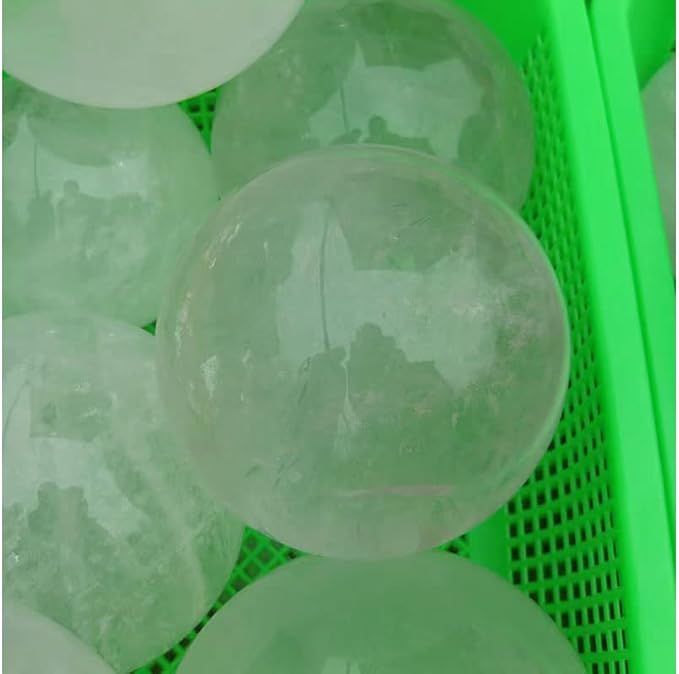 StoneStory Clear Quartz Crystal Sphere Ball with Wood Stand Large Healing Crystals Sphere Sculpture Home Office Decoration Fengshui Meditation Healing 80mm 3.14'' (Clear Quartz, 3.14'')