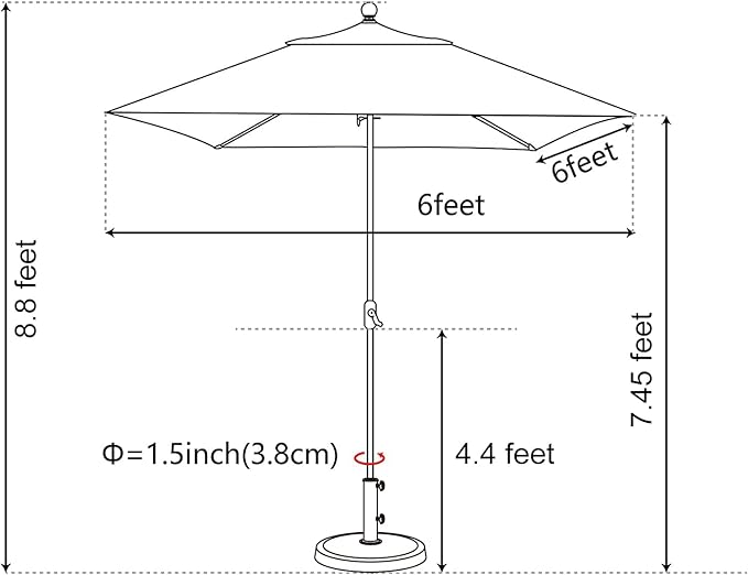 EliteShade USA 10-Year-Non-Fading 6x6Ft Square Market Umbrella Patio Outdoor Table Umbrella with Ventilation, Heather Beige