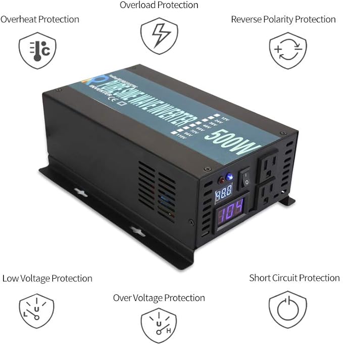 WZRELB 500W 24V 120V Pure Sine Wave Solar Power Inverter With Remote Control Switch