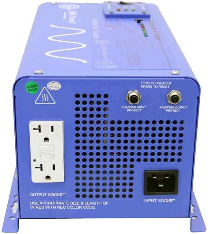 AIMS Power 1000 Watt 12 VDC Pure Sine Inverter Charger 120 VAC Output 35A Charger 30A Transfer Switch PICOGLF10W12V120VR