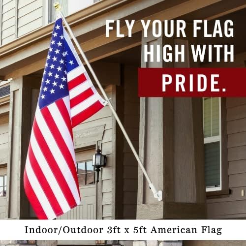 American Flag 3x5 Ft for Outside | Premium Heavy Duty TearProof Polyester US Flag | Longest Lasting High Wind Outdoor Flag with Embroidered Stars, Sewn Stripes, Brass Grommets | Fade Resistant