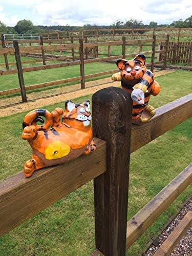 Ceramic Garden Decor - Cat Lawn Stake - Outdoor Statue - Perfect, Unique Gifts for Gardeners Woman, Men, Yard Gifts - Handmade, Frostproof