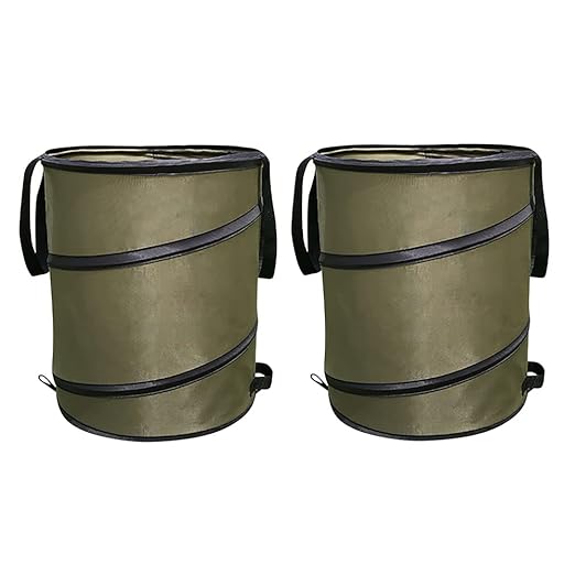 Camping Trash Can, Pop-Up Trash Can/Recycle Bin, Reusable Yard Waste Bags/Lawn Bags/Leaf Bags, Car Garbage Can, Foldable Camping Recycling Bin 2-Pack (Green10gallons)