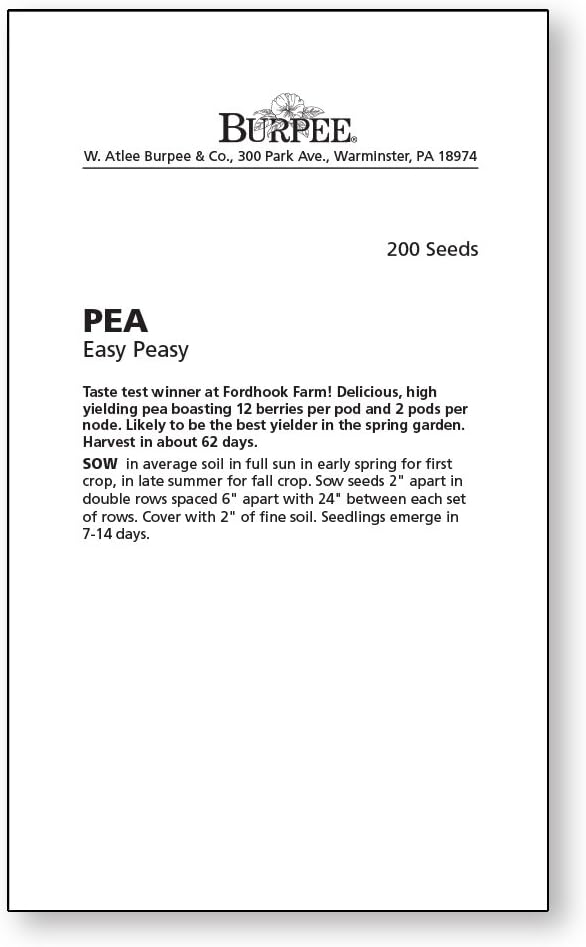 Burpee Easy Peasy Pea Seeds 200 seeds