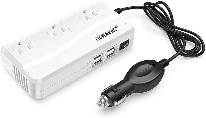 BESTEK 200W Power Inverter DC 12V to 110V AC Inverter with 4.2A 4-Port USB Car Adapter [ETL Listed]