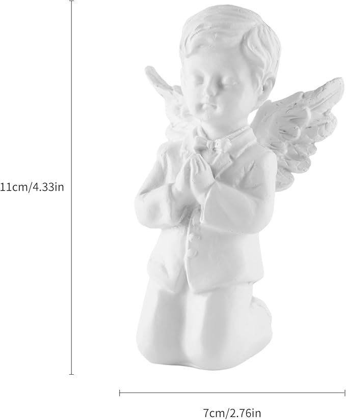 White Kneeling Praying Angel Statues, Handmade Resin Craft Home Decor, Indoor & Outdoor Angel Ornaments, Wedding Table Decor, Ideal Blessing Gift for Parents and Friends