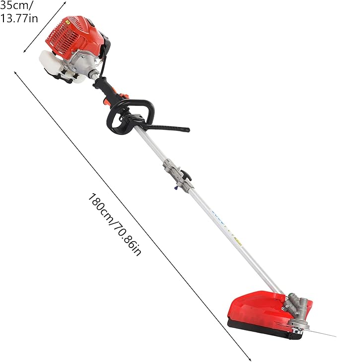 52cc Weed Wacker Gas Powered, 5 in 1 String Trimmer Gas Weed Eater Cordless Weed Wacker Hedge Trimmer Brush Cutter Grass Trimmer Strong Powerful Full Functioning Guard Accessories (red)