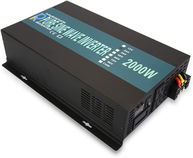 WZRELB Full Power Strong Capacity 2000W 12V Off Grid Pure Sine Wave Solar Power Inverter Black (RBP200012B1)