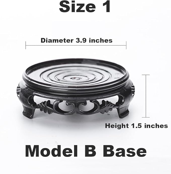 GOLDY&WENDY Round Vase Display Stand 3.9 Inch Black Imitation Wood Style Base Handmade Resin Pedestal