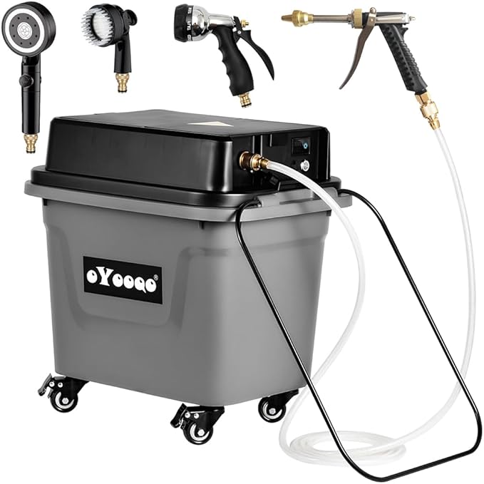 Cordless Pressure Washer - 330 PSI Powerful, 10Gal Built-in Tank, 5-Hour Runtime | Hose-Free Portable Cleaner for Car/Boat/ATV, Patio/Garden, Camping Shower & Outdoor Use