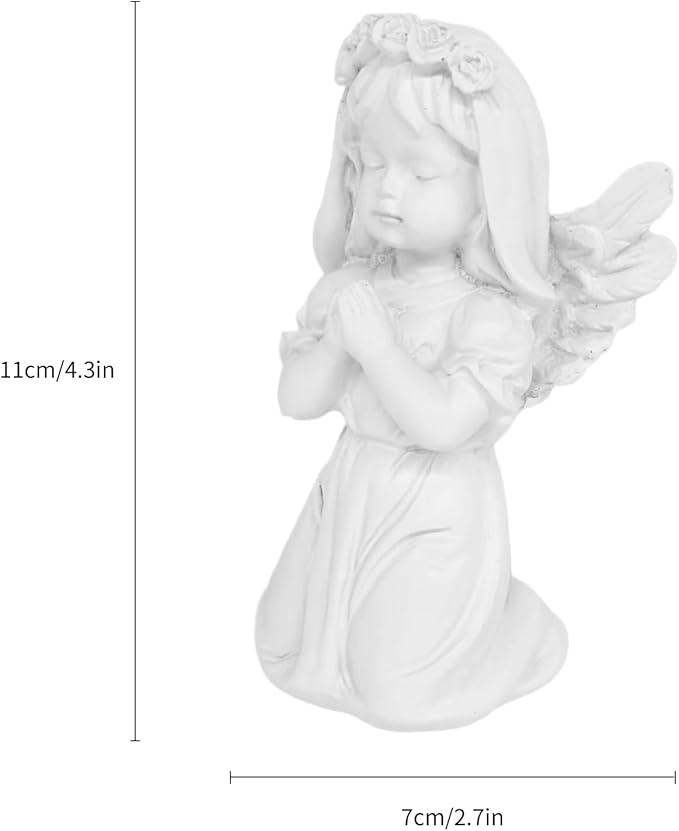 White Kneeling Praying Angel Statues, Handmade Resin Craft Home Decor, Indoor & Outdoor Angel Ornaments, Wedding Table Decor, Ideal Blessing Gift for Parents and Friends