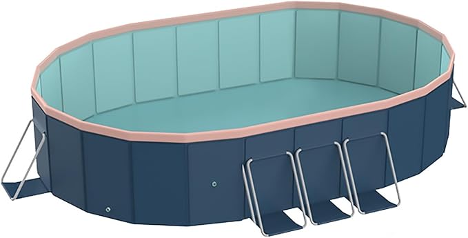 3.0m Oval Non-Inflatable Garden PVC Swimming Pool in Blue-Gray