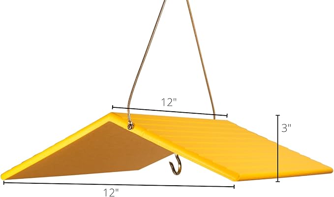 JCs Wildlife Poly Weather Cover - Rain Guard - Hang Bird Feeder or House Underneath for Protection from Rain or Snow - Easy to Clean and Use (Large, Yellow)