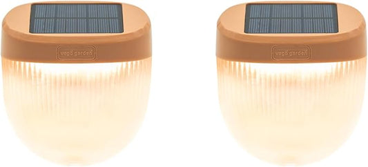 Vego garden Rippled Solar Garden Lights with Auto Sensors Magnetize Securely to Raised Beds, IPX4 Waterproof Outdoor LED Light for Patio & Yard Terra Cotta, 2 Pack