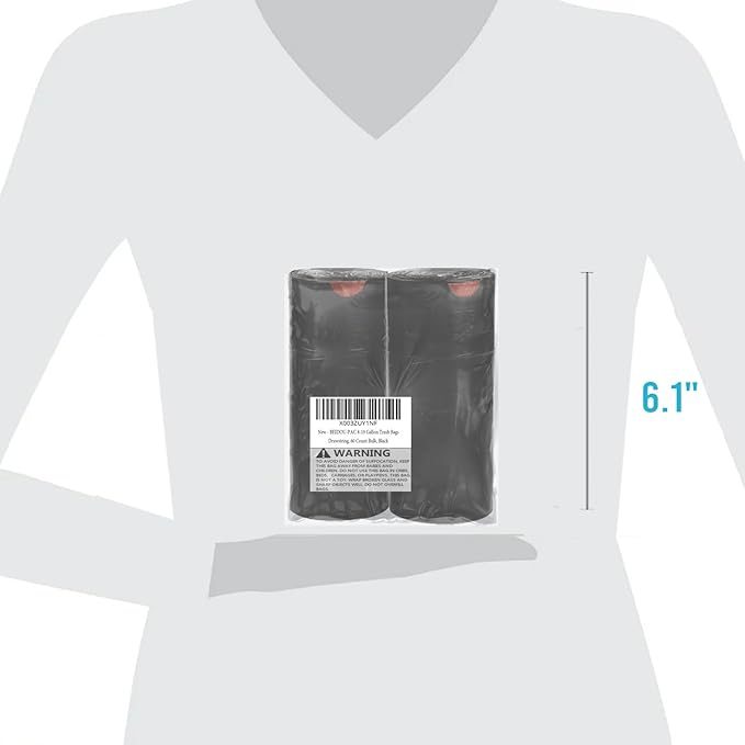 2-4 Gallon Trash Bags Drawstring, 100 Count Bulk, Black & Unscented Small Multi-purpose Garbage Bags for Business Home Bathroom Kitchen Commercial and Industrial