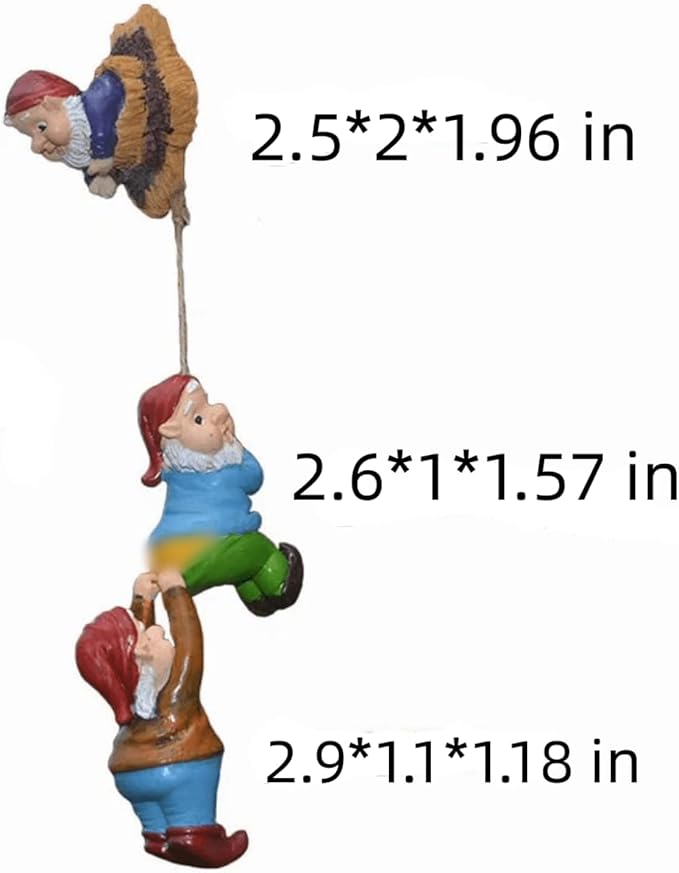 Outdoor Garden Gnome Climbing Rope Statue,Garden Gnomes Statue, Resin Garden Tree Hugger Outdoor Decor Accessories, Miniature Figurines Micro Garden Gnome Landscape Figurine for Lawn Balcony Patio