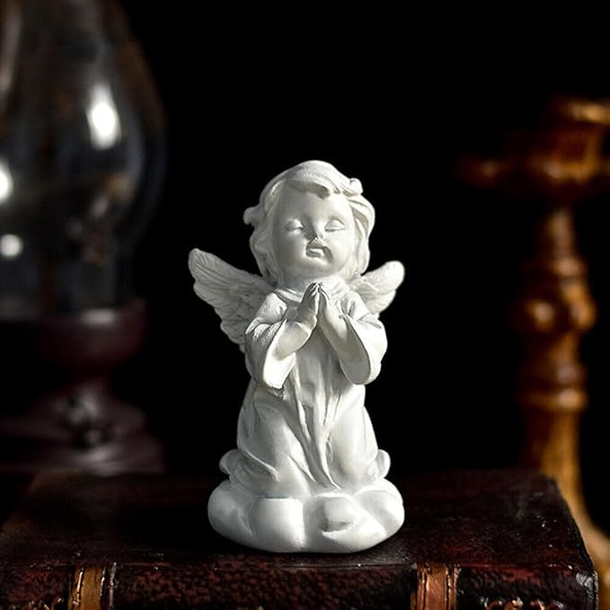 Praying Cherub Angel, Resin Garden Memorial Statue Figurine, 3.54" H x 1.97" W