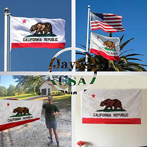 Jayus Double Sided California Republic Sates Flags 2x3 FT Outdoor - Vivid Colors 3Ply Cali CA Bear Flags Banners- Heavy Duty 100% Polyester with 2 Brass Grommets