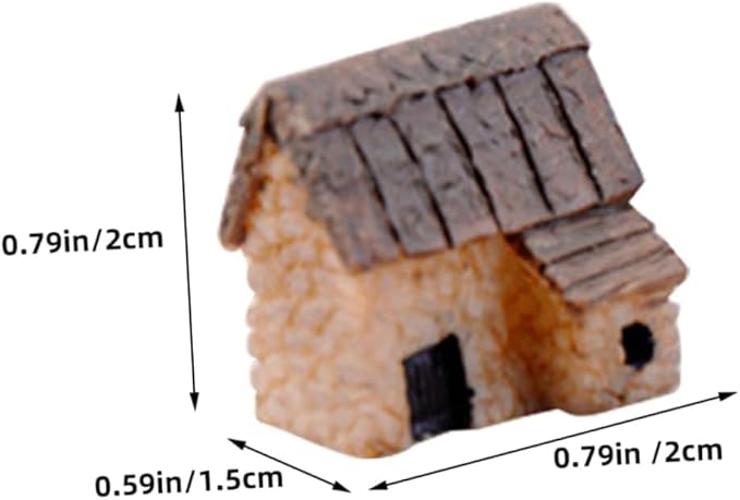 Fairy Garden Mini House Accessories, Miniature Village Hut Figurine Cottage, DIY Micro Landscape Decor Ornaments for Bonsai, Succulent Planting (A)