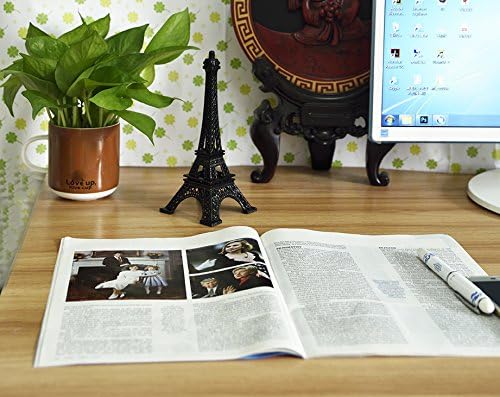 ESHATO Black Metal Eiffel Tower Statue, 7inch Decorative Figurine Replica Stand Holder for Cake Topper Table Decor Gift Party Home Decoration