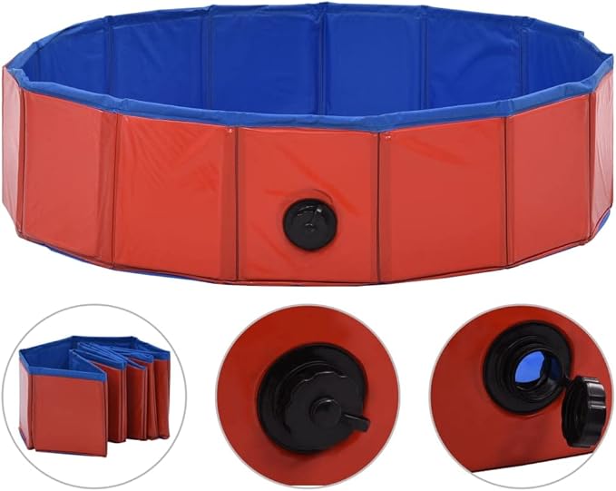 Foldable Dog Swimming Pool, Foldable Pet Swimming Pool, Portable Dog Pool, Bath Pool Collapsible Dog Pet Pool Bathing Tub, 31.5"x7.9" PVC Red