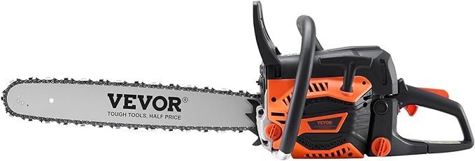 VEVOR Gas Chainsaw 58CC 2-Cycle Gasoline Powered Chainsaw 20 Inch Handheld Cordless Petrol Chain Saws For Forest, Wood, Garden and Farm Cutting Use