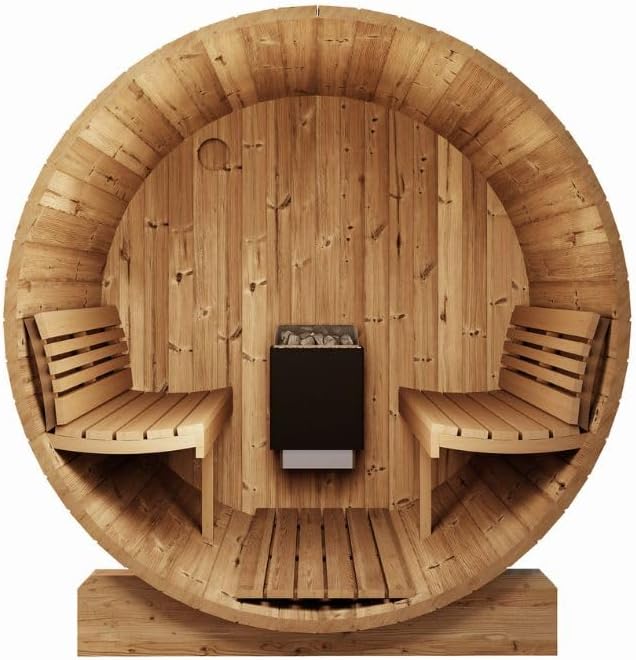 Sauna Barrel, Ergo-Series Backyard Sauna Barrel (Sauna Heater & Sauna Stones Included) (Model E7)