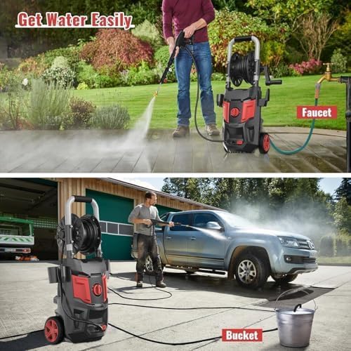 Pressure Washer, 5000PSI Max Power Washer with 500ML Foam Cannon, High Pressure Cleaning Machine with 4 Connect Nozzles for Cars Patio Driveways Home Cleaning