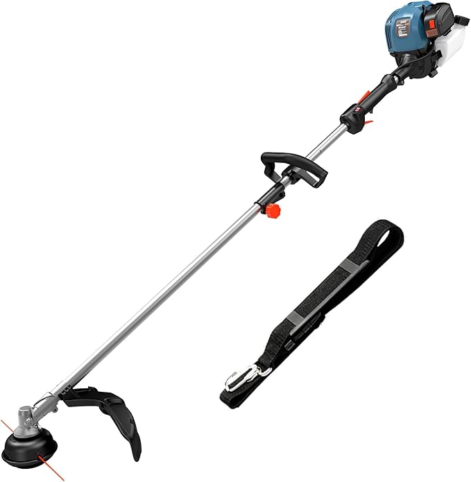 SENIX 17-inch 26.5 cc Gas Weed Wacker, Bump Feed, Straight Shaft, with Shoulder Strap, 4-Cycle Grass String Trimmer