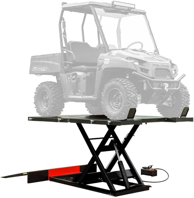 Black Widow Air Over Hydraulic UTV ATV Lift Table 2,500 lb. Maximum Capacity 60" Wide with Side Extensions