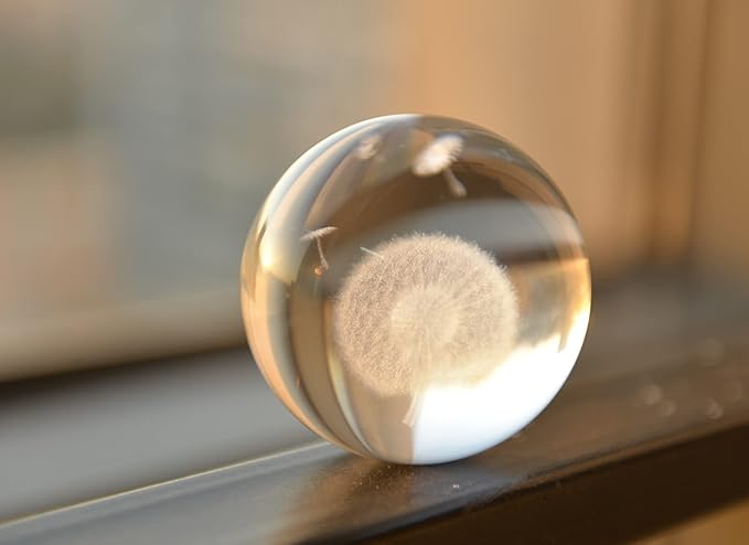 Crystal Ball Glass Globe Decor - Sphere with Stand & Gift Box, Clear Decorative Globe, 3D Crystal Ball for Home Decor, Fengshui Meditation, 2.3 inch/60mm