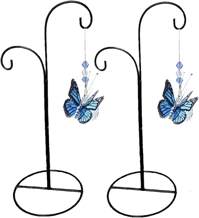 SGrace Ornament Display Stand Holder Home Wedding Decoration Rack for Hanging Glass Globe Pot Stand Iron Pothook Stand Terrarium Witch Ball (2, 13.8"x5.5")