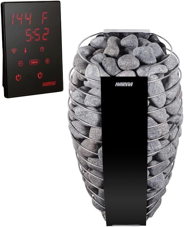 GL4 Outdoor Sauna Kit, Garden Luxury-Series Outdoor DIY Sauna Kit, Thermo-Spruce, up to 4 Persons Bundles (Sauna Heater and Sauna Stones Included) (Harvia Spirit SP60E - WiFi Xenio)