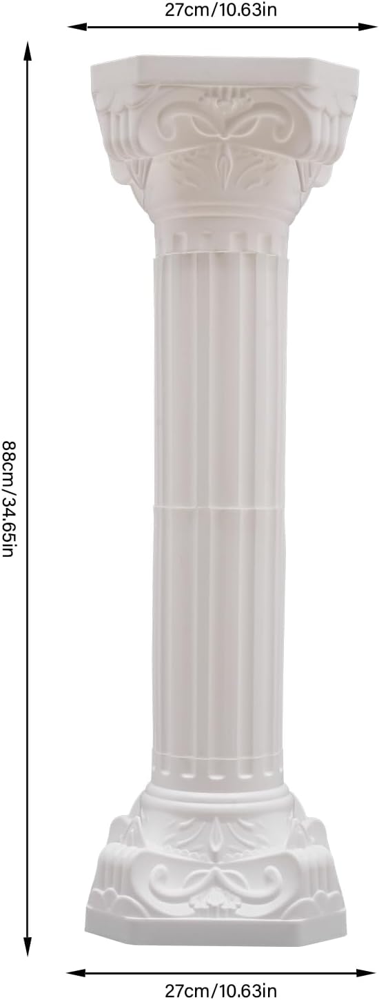 Roman Columns Wedding Column Stand Roman Pillar Plant Stand Plastic Greek Column Statue Pedestal Flower Pot Holder Decor, Wedding Event Party Elegant Decorative Column (White, 2Pcs, 10.63x34.65 Inch)