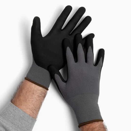 Garden Work Gloves 6-pack Lightweight Breathable with Nitrile Grip for Gardening, Landscaping, Weeding, Men Women Work Gloves